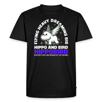 VOLER LOURD RÊVER GRAND - HIPPOPOTAME ET OISEAU - T-shirt Premium bio Homme - noir - Devant - Nico (187cm)