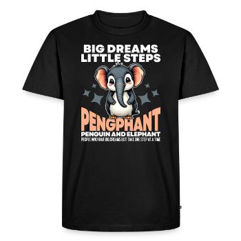 BIG DREAMS LITTLE STEPS - PENGUIN AND ELEPHANT - Men's Premium Organic T-Shirt - black - Front - Nico (187cm)