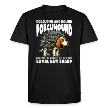 LOYAL MAIS VIF - PORC-ÉPIC ET CHIEN COURANT - PORCUHOUND - T-shirt Premium bio Homme - noir - Devant - Nico (187cm)