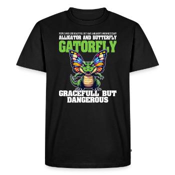 GRACIEUX MAIS SAUVAGE - ALLIGATOR ET PAPILLON - T-shirt Premium bio Homme - noir - Devant - Nico (187cm)