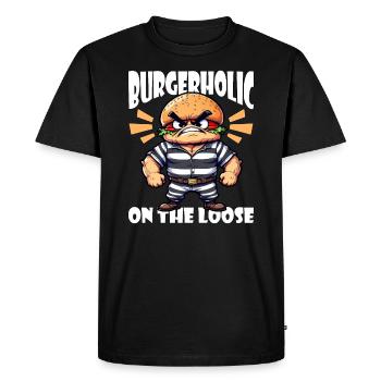 BURGERHOLIC ON THE LOOSE - Men's Premium Organic T-Shirt - black - Front - Nico (187cm)