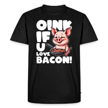 OINK IF YOU LOVE BACON - Men's Premium Organic T-Shirt - black - Front - Nico (187cm)