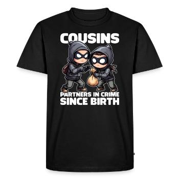 COUSINS PARTENAIRES DANS LE CRIME DEPUIS LA NAISSANCE - T-shirt Premium bio Homme - noir - Devant - Nico (187cm)