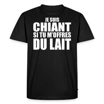 Man who adores: Milk. Funny Design Humor - Men's Premium Organic T-Shirt - black - Front - Nico (187cm)