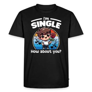 JE SUIS CÉLIBATAIRE, ET TOI - JOYEUSE SAINT-VALENTIN - T-shirt Premium bio Homme - noir - Devant - Nico (187cm)