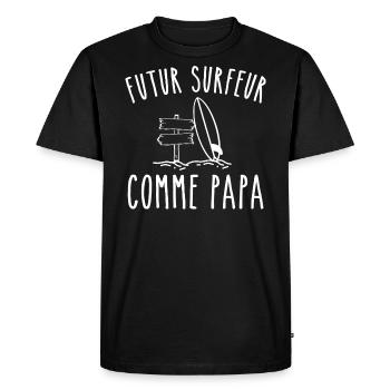 futur surfeur comme papa - T-shirt Premium bio Homme - noir - Devant - Nico (187cm)