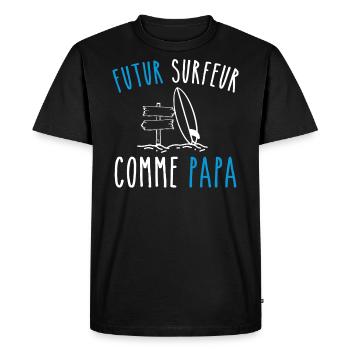 futur surfeur comme papa - T-shirt Premium bio Homme - noir - Devant - Nico (187cm)