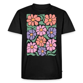 Fleurs de flore bohème - T-shirt Premium bio Homme - noir - Devant - Nico (187cm)