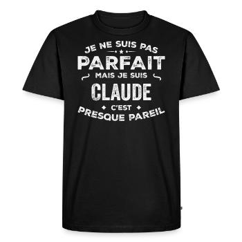 Claude Un Prénom, Une Histoire, Une Personnalité - T-shirt Premium bio Homme - noir - Devant - Nico (187cm)