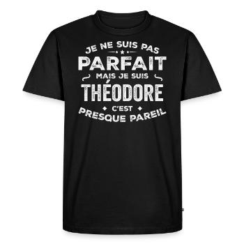 Théodore Un Prénom, Une Histoire, Une Personnalité - T-shirt Premium bio Homme - noir - Devant - Nico (187cm)