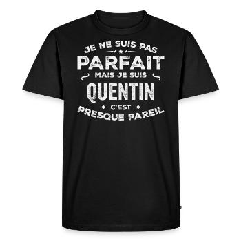 Quentin Un Prénom, Une Histoire, Une Personnalité - T-shirt Premium bio Homme - noir - Devant - Nico (187cm)