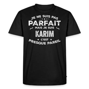 Karim Un Prénom, Une Histoire, Une Personnalité - T-shirt Premium bio Homme - noir - Devant - Nico (187cm)