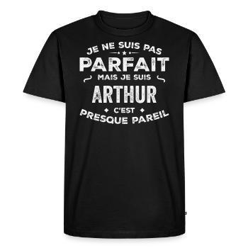 Arthur Un Prénom, Une Histoire, Une Personnalité - T-shirt Premium bio Homme - noir - Devant - Nico (187cm)