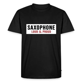 Saxophone Saxophoniste « fort et fier » - T-shirt Premium bio Homme - noir - Devant - Nico (187cm)