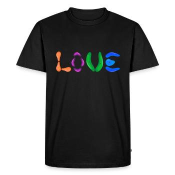 Salle d’escalade de bloc Boulderers « Boulder-Love » - T-shirt Premium bio Homme - noir - Devant - Nico (187cm)