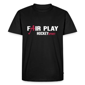 Hockey sur gazon Joueur de hockey « Hockey fair-play » - T-shirt Premium bio Homme - noir - Devant - Nico (187cm)