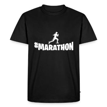 Marathon motif for runners & joggers - Men's Premium Organic T-Shirt - black - Front - Nico (187cm)