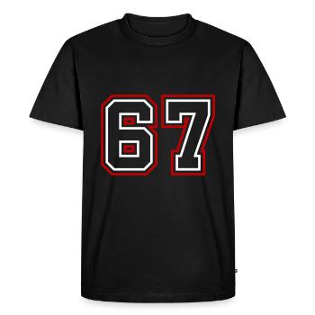 67 Numéro de numéro - T-shirt Premium bio Homme - noir - Devant - Nico (187cm)
