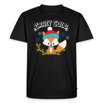 Crazy Cold Fox Snow Gift Winter Xmas Idea - Men's Premium Organic T-Shirt - black - Front - Nico (187cm)
