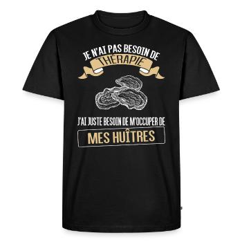 huitres et thérapie - T-shirt Premium bio Homme - noir - Devant - Nico (187cm)