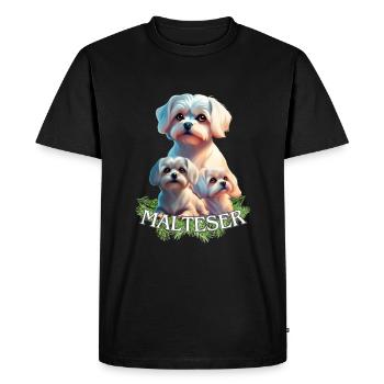 Chiens maltais - Groupe de chiens maltais - T-shirt Premium bio Homme - noir - Devant - Nico (187cm)