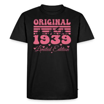 Cadeau 85e Anniversaire 1939 Femme | Né en 1939 - T-shirt Premium bio Homme - noir - Devant - Nico (187cm)