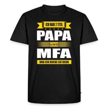 Ich Habe Zwei Titel Papa Und MFA Prüfung Bestanden - Männer Premium Bio T-Shirt - Schwarz - Vorne - Nico (187cm)
