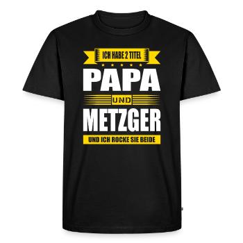 Zwei Titel Papa Und Metzger Fleischer Meister - Männer Premium Bio T-Shirt - Schwarz - Vorne - Nico (187cm)