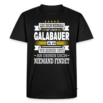 Leg Dich Niemals Mit Einem Galabauer An Meister - Männer Premium Bio T-Shirt - Schwarz - Vorne - Nico (187cm)