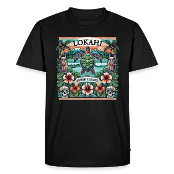 Hawaii Lokahi Harmonie et équilibre Pur bonheur - T-shirt Premium bio Homme - noir - Devant - Nico (187cm)