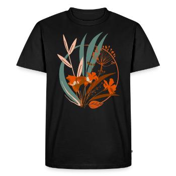 Abstract Floral Botanical Art - Vintage Boho Style - Men's Premium Organic T-Shirt - black - Front - Nico (187cm)