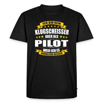 Ich Bin Kein Klugscheisser Pilot Spruch Flugzeug - Männer Premium Bio T-Shirt - Schwarz - Vorne - Nico (187cm)