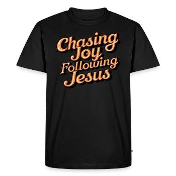 Chasing Joy Following Jesus Inspirational Quote - Men's Premium Organic T-Shirt - black - Front - Nico (187cm)