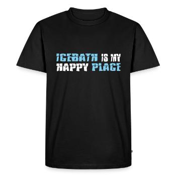 Bain de glace nageurs d’hiver « Bain de glace endroit heureux » - T-shirt Premium bio Homme - noir - Devant - Nico (187cm)