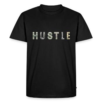 Hustle Money Texture Motivation Inspiration - T-shirt Premium bio Homme - noir - Devant - Nico (187cm)