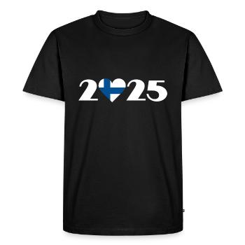 J’aime Finlande 2025, vacances en Finlande 2025 - T-shirt Premium bio Homme - noir - Devant - Nico (187cm)
