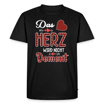 Das Herz wird nicht dement | Pflege mit Herz - Männer Premium Bio T-Shirt - Schwarz - Vorne - Nico (187cm)
