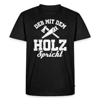 Qui parle avec le bois | Schreiner & Artisans - T-shirt Premium bio Homme - noir - Devant - Nico (187cm)