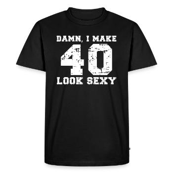 Damn, I Make 40 Look Sexy - Men's Premium Organic T-Shirt - black - Front - Nico (187cm)