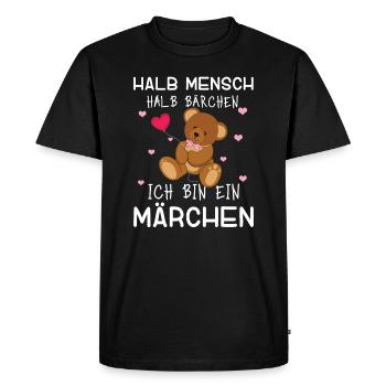 Halb Mensch Halb Bärchen Ich Bin Ein Märchen - Männer Premium Bio T-Shirt - Schwarz - Vorne - Nico (187cm)