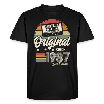 Original depuis 1987 Vintage Retro Anniversaire - T-shirt Premium bio Homme - noir - Devant - Nico (187cm)