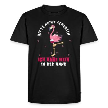 Bitte nicht schubsen ich habe Wein in der Hand - Männer Premium Bio T-Shirt - Schwarz - Vorne - Nico (187cm)
