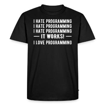 Je déteste la programmation - Funny Programmer II - T-shirt Premium bio Homme - noir - Devant - Nico (187cm)