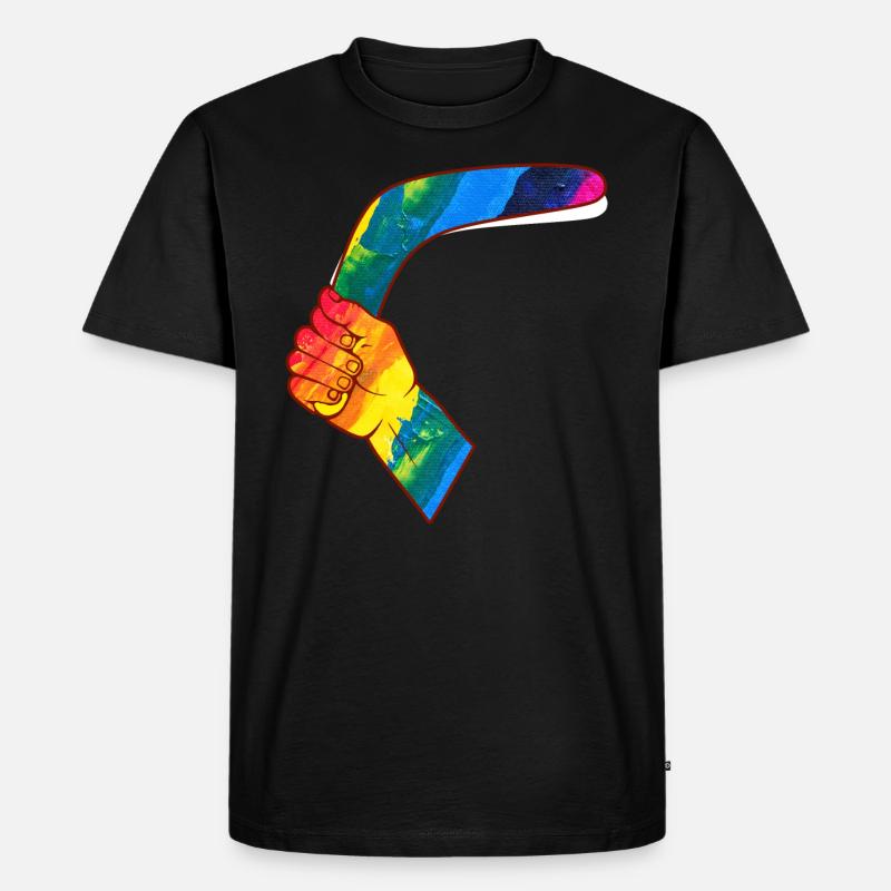 Bumerang-Werfer - Männer Premium Bio T-Shirt - Schwarz