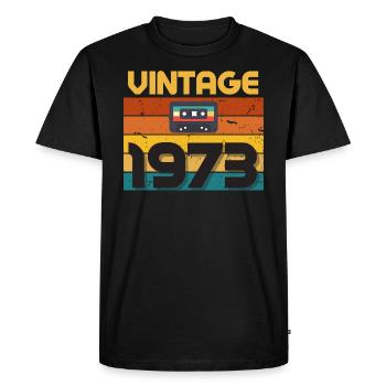 1973 Cassette vintage rétro - T-shirt Premium bio Homme - noir - Devant - Nico (187cm)