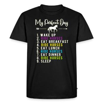 Ma journée parfaite - Ride Horses - T-shirt Premium bio Homme - noir - Devant - Nico (187cm)
