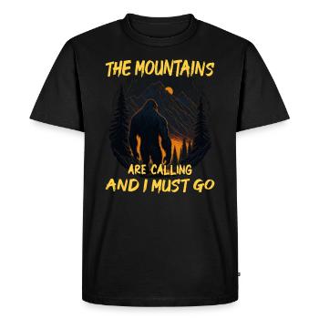 The Mountains Are Calling and I Must Go - Bigfoot - Men's Premium Organic T-Shirt - black - Front - Nico (187cm)