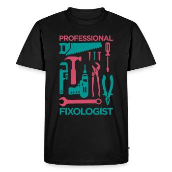 Professional Fixologist - Men's Premium Organic T-Shirt - black - Front - Nico (187cm)