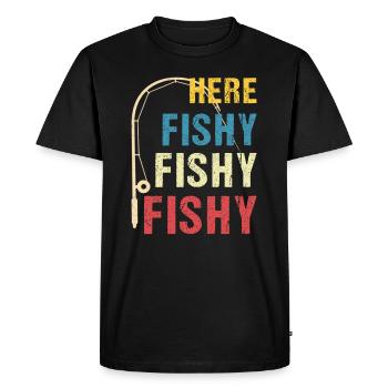 Here Fishy Fishy Fishy - Men's Premium Organic T-Shirt - black - Front - Nico (187cm)