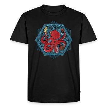 Jeu de société Jeu de cartes Dessin Dés Octopus Rouge - T-shirt Premium bio Homme - noir - Devant - Nico (187cm)